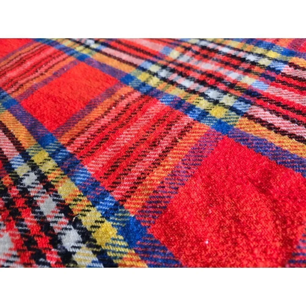 Vintage Red Tartan Plaid Highlander British Style Throw Blanket Couch Throw